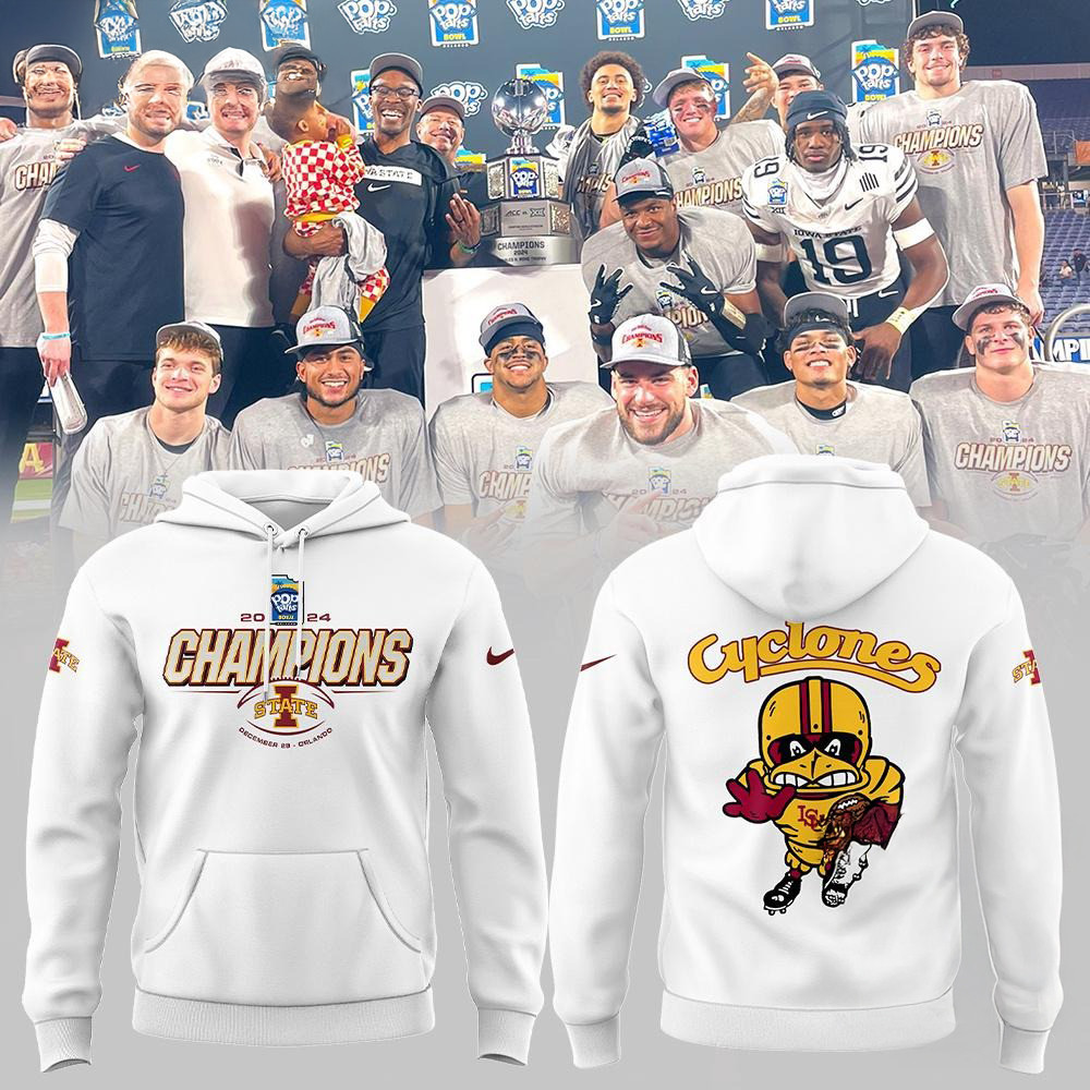 Iowa State Football Cyclone Strength White Hoodie Gift Ideas For Football Lovers