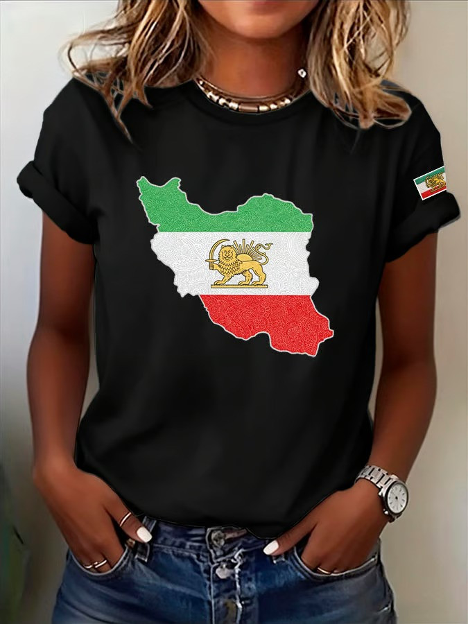 Iran Imperial Flag Map T-Shirt Persian Lion Sun Heritage Shirt Iranian Pride Clothing Gift For Iranians