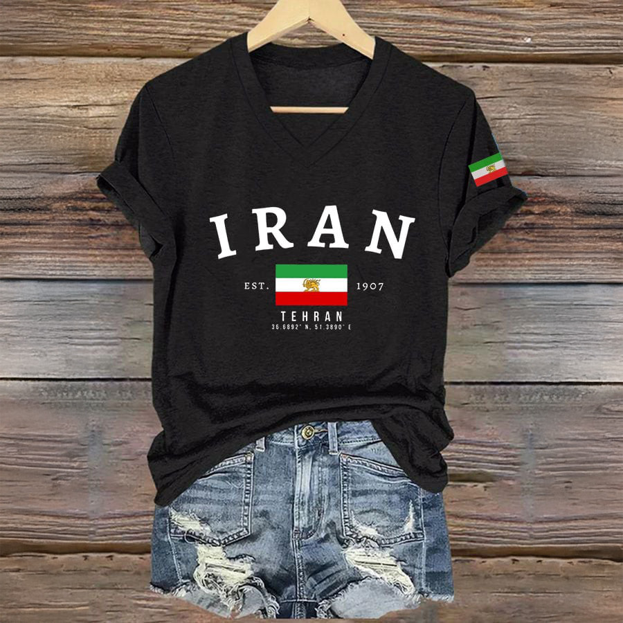 Iran Tehran Est 1907 V-Neck Shirt US And Iran Strike Iran Shirt War Protester Gift