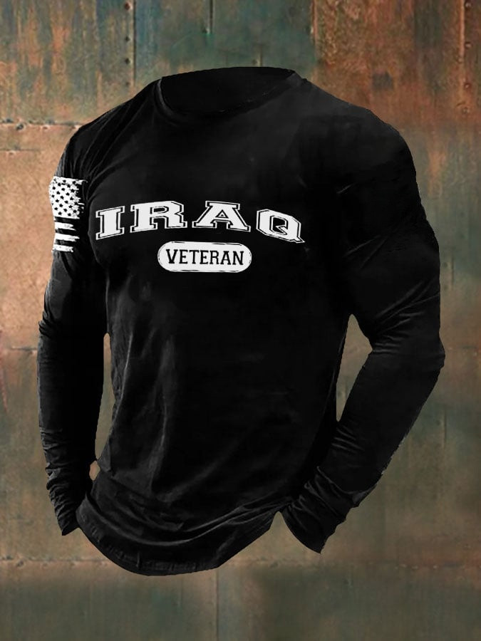 Iraq Veteran Long Sleeve Shirt American Flag Military Clothing Unique Gifts For Iraq Veterans