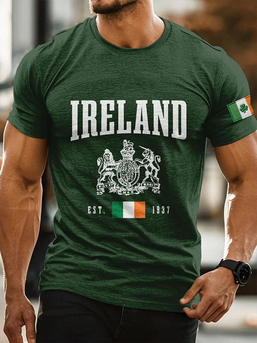 Ireland Est 1937 Royal Crest Graphic T-Shirt St Patricks Day Irish Pride Shirt Best Gift For Him