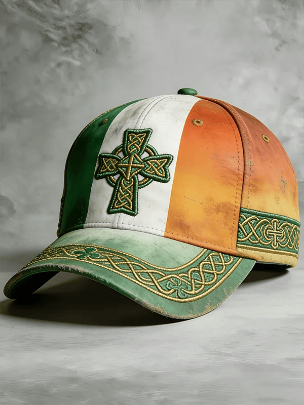 Ireland Flag Celtic Cross Baseball Cap St Patrick's Day Green White Orange Irish Hat Gift