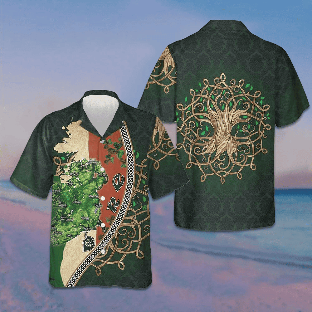 Ireland Map Happy Saint Patrick's Day Hawaiian Shirt Mens Short Sleeve Button Up Gift For Irish Ireland Map Happy Saint Patrick's Day Hawaiian Shirt Mens Short Sleeve Button Up Gift For Irish