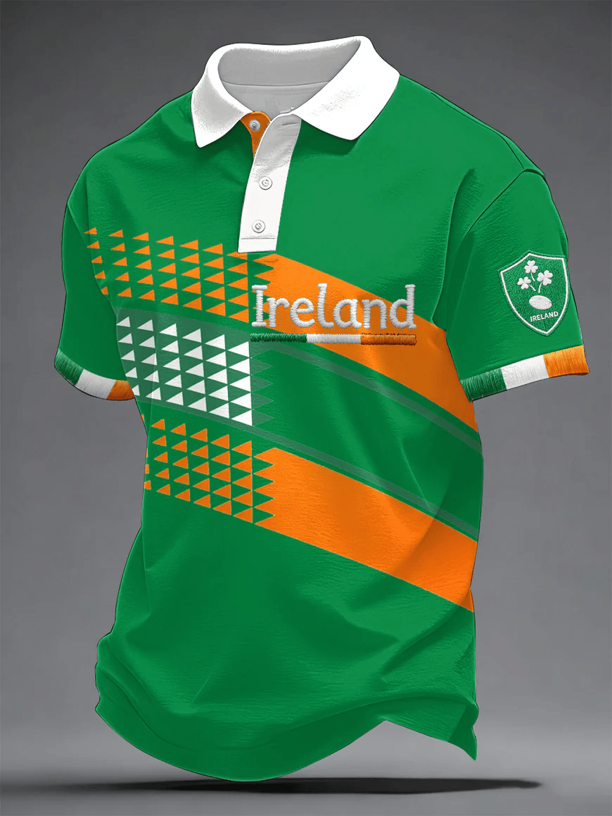 Ireland Rugby Graphic Polo Shirt St Patricks Day Irish Fan Gear Shamrock Sports Match Shirt Gift Fans