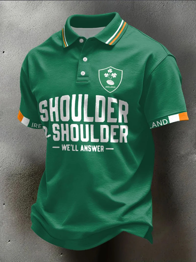 Ireland Rugby Shoulder 2 Shoulder We Answer Polo Shirt Fan Gear Match Day Best Gift For Rugby Fans