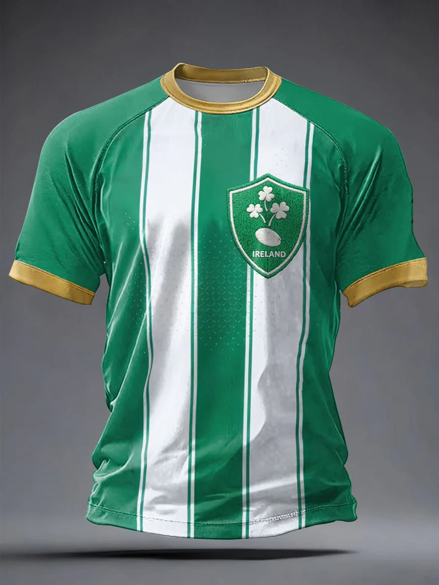 Ireland Rugby Vertical Stripe T-Shirt St Patricks Day Irish Fan Gear Match Day Shirt Best Gift Rugby
