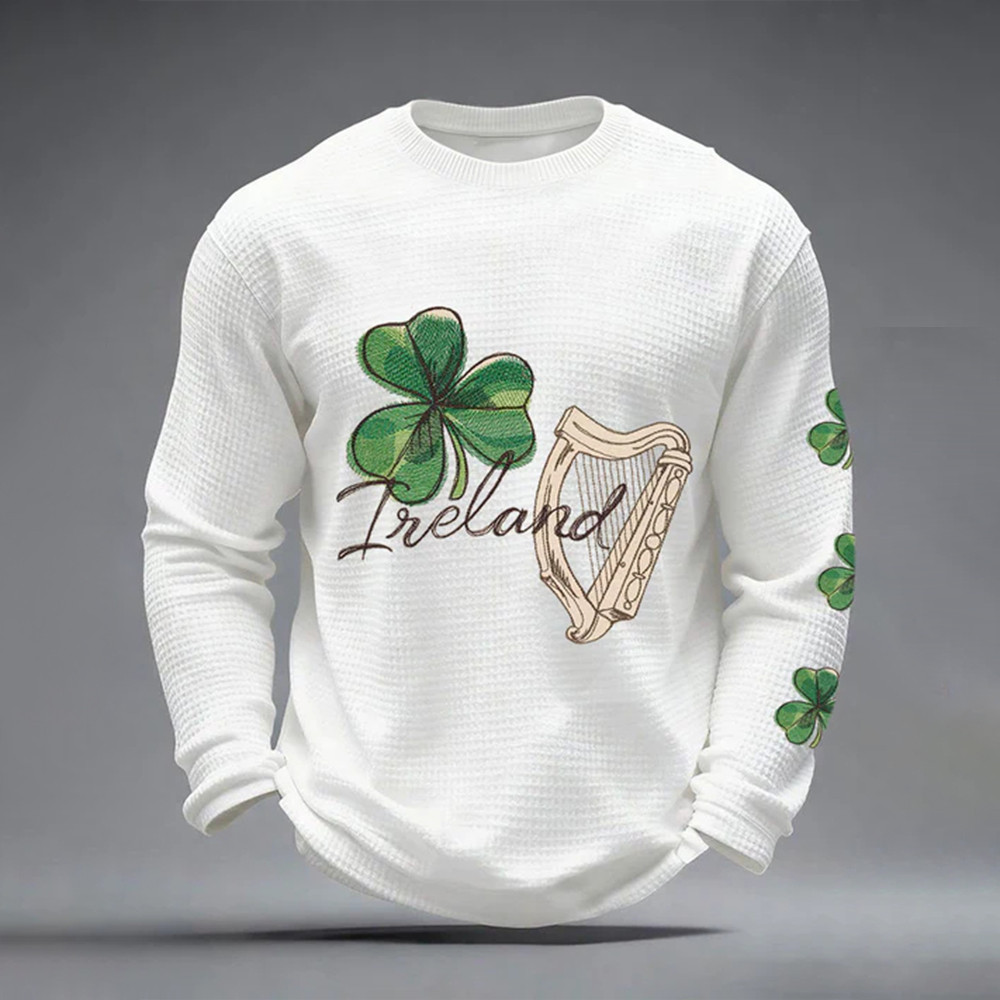Ireland Shamrock Celtic Harp Long Sleeve Shirt St Paddy's Day Clothing Line Cool Present Idea
