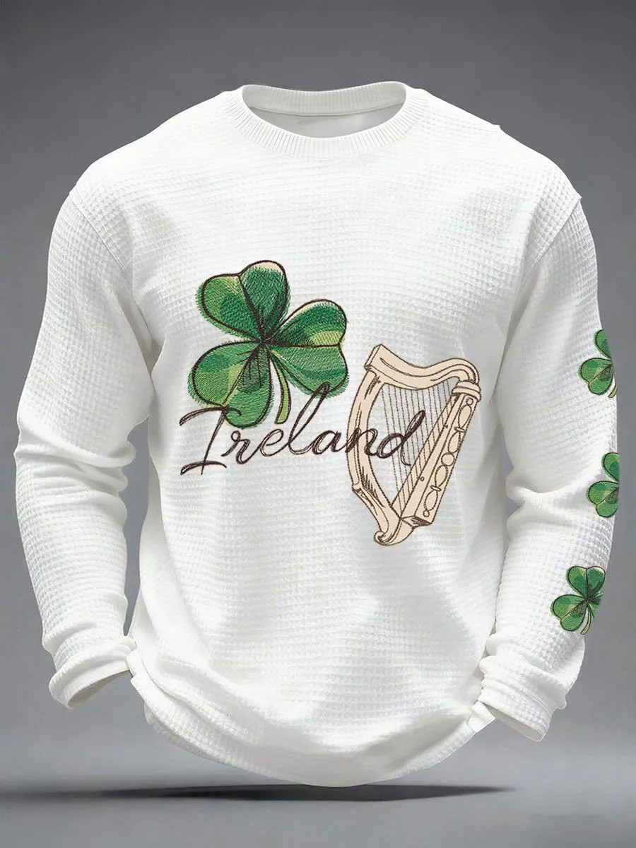 Ireland Shamrock Graphic Long Sleeve Shirt Saint Patrick's Day Apparel Gift Idea For Him