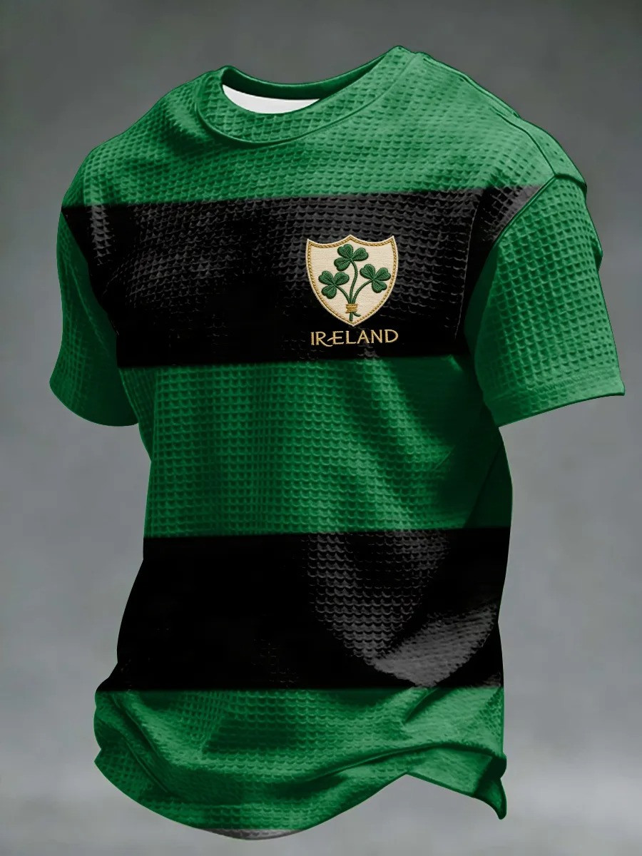 Ireland Shamrock Striped T-Shirt Irish Rugby Fan Gear Heritage Clothing St Patricks Day Gift Ideas