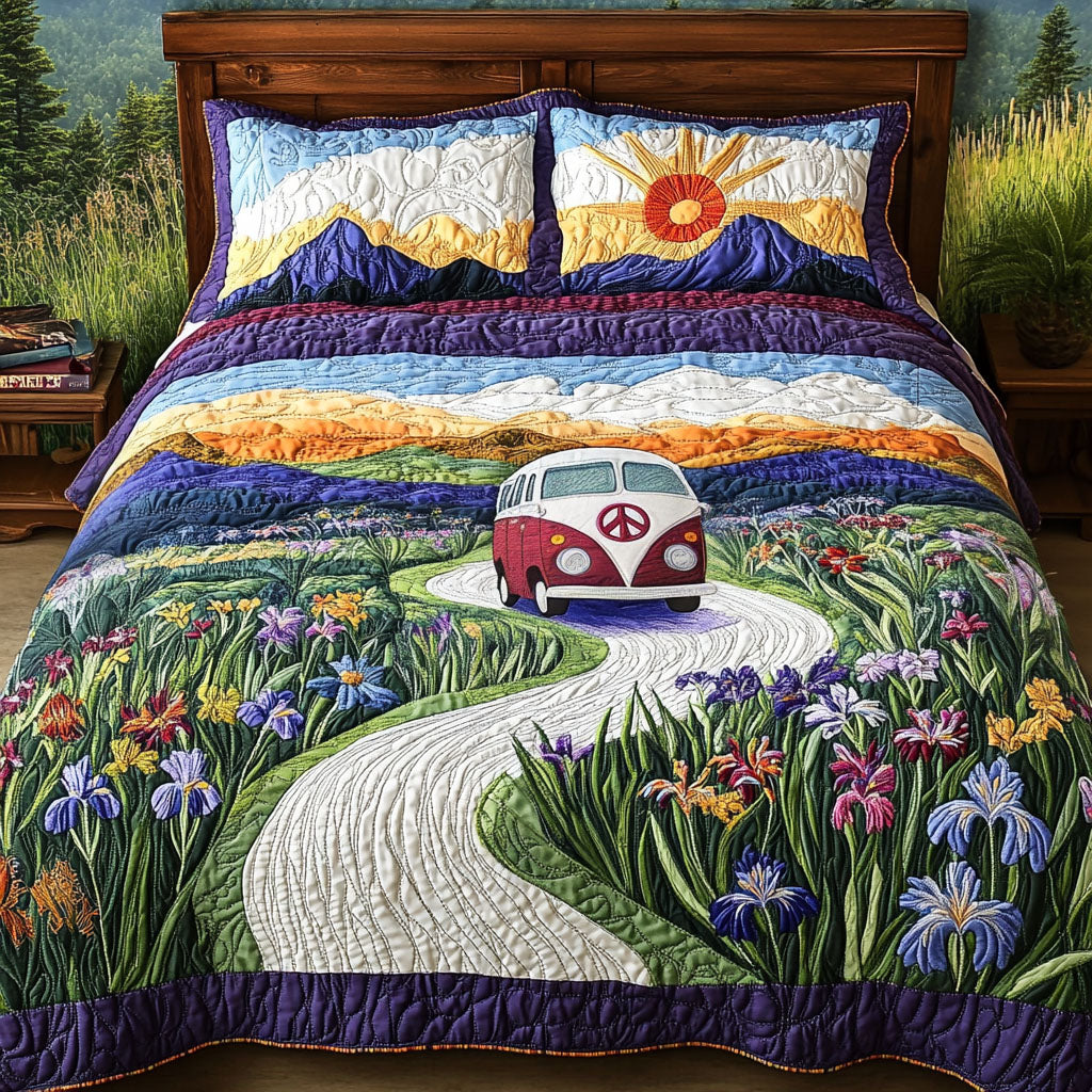 Iris Path Freedom Quilted Bedding Set Bed Decor Ideas Best Gifts For Hippie Friends