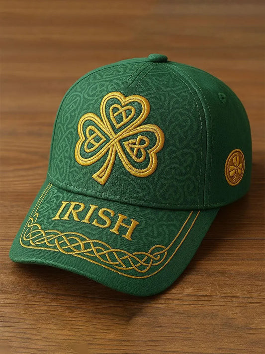 Irish Celtic Shamrock Baseball Cap St Patrick's Day Gold Embroidery Irish Heritage Hat Gift