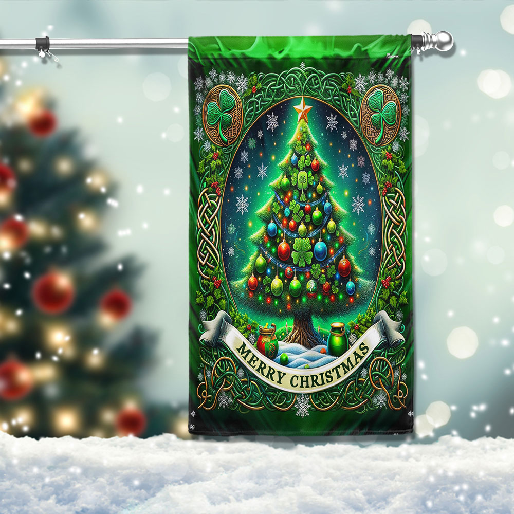 Irish Christmas Celtic Christmas Tree Flag