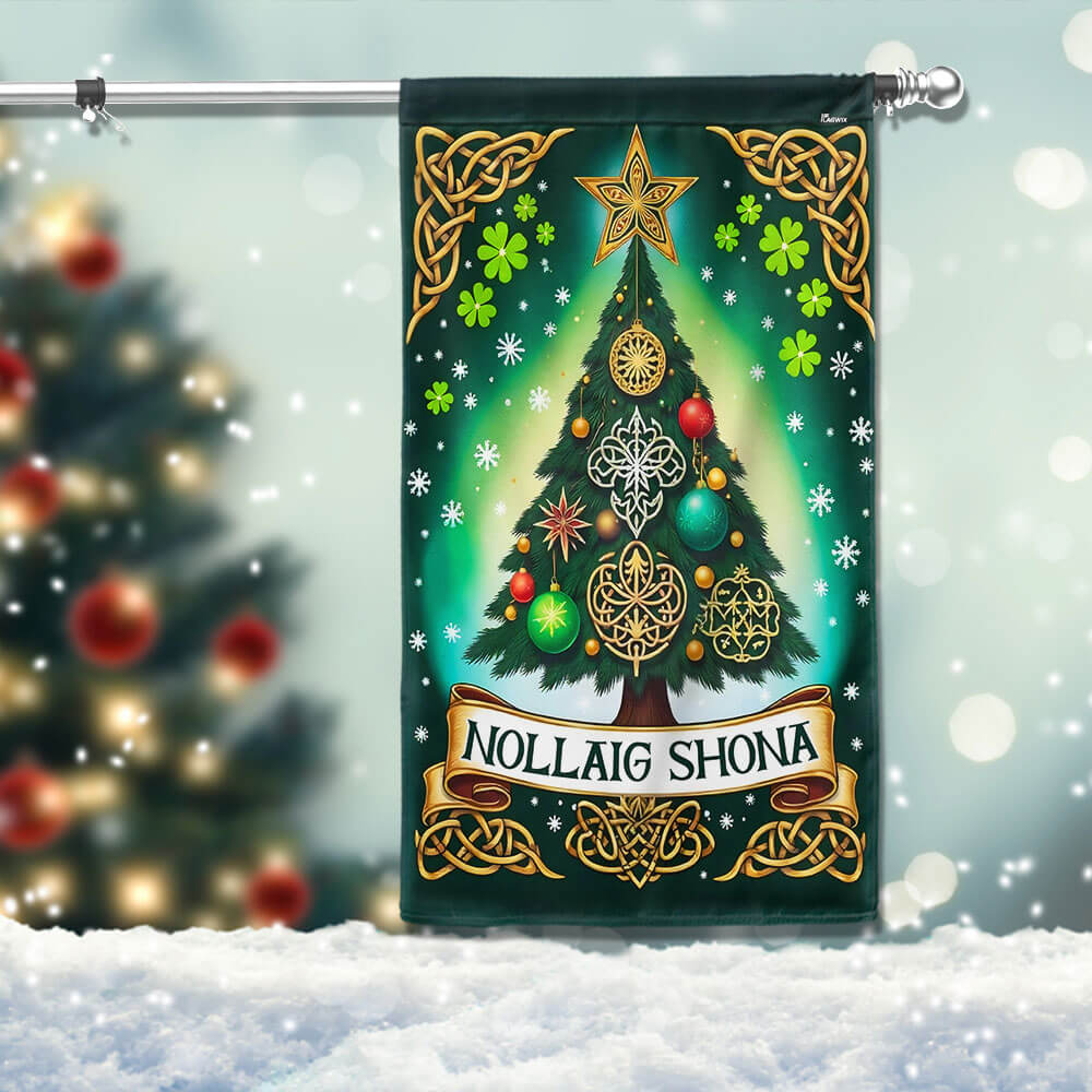 Irish Christmas Celtic Style Christmas Tree Nollaig Shona Flag