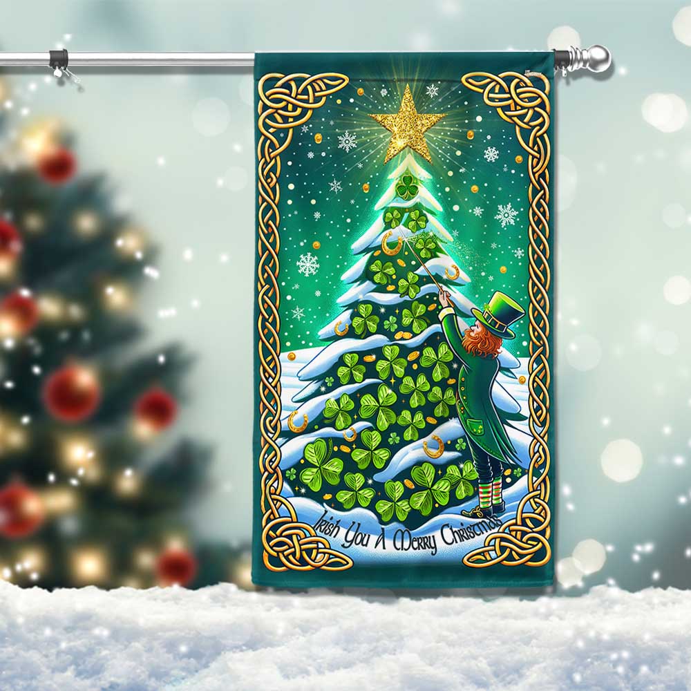 Irish Christmas Flag Leprechaun And Irish Shamrocks Christmas Tree