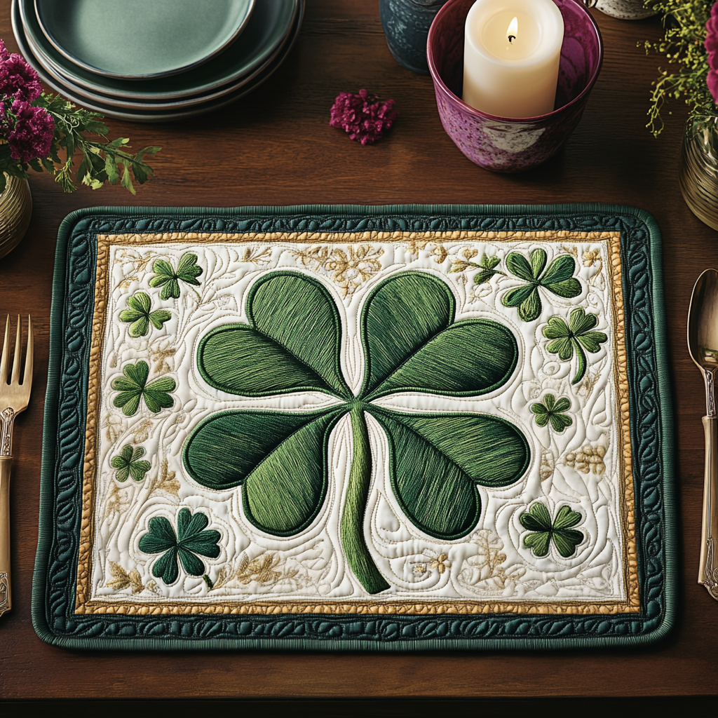 Irish Clover Quilted Place Mat Christmas Decor Happy Saint Patrick's Day Gifts 2025