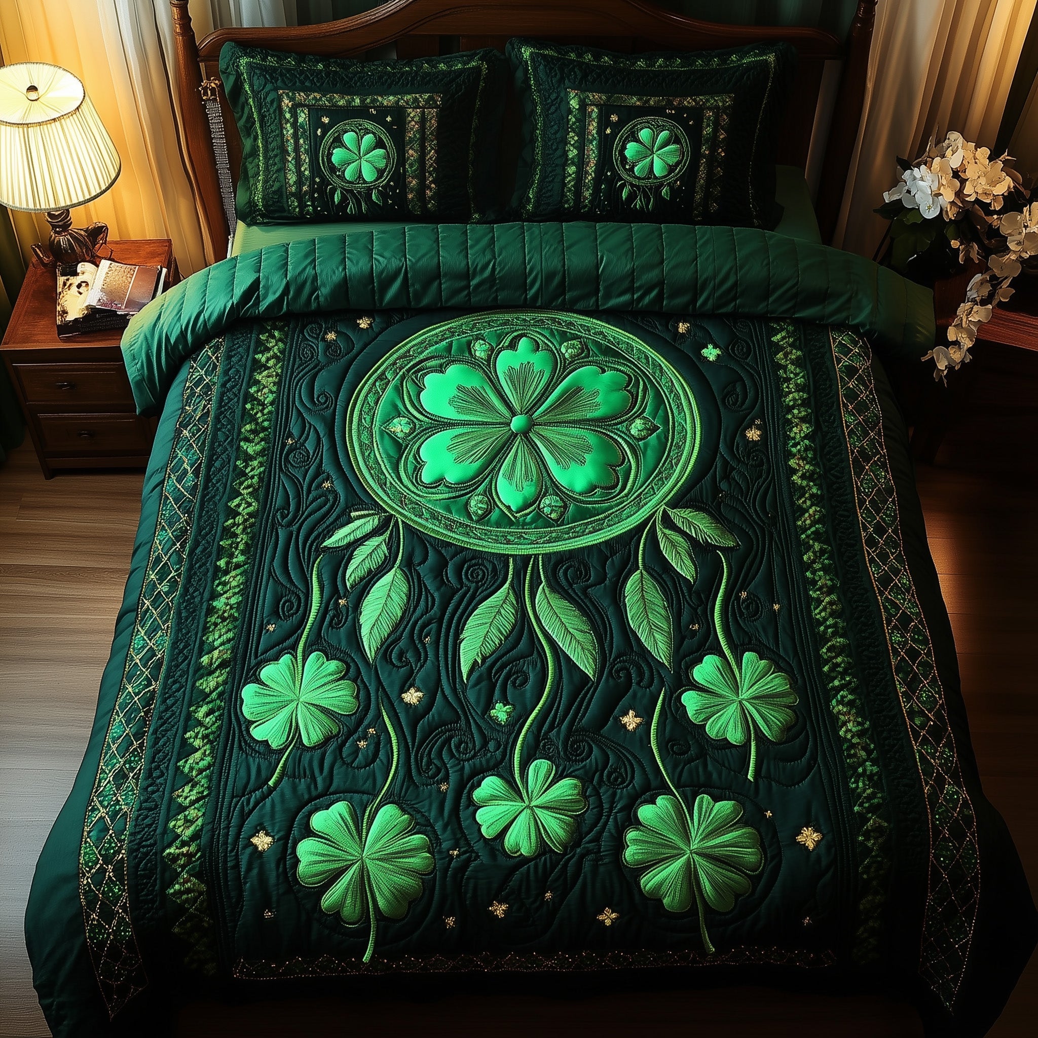 Irish Dreamcatcher Quilted Bedding Set Duvet Cover Bedspread Celtic Gifts For Her