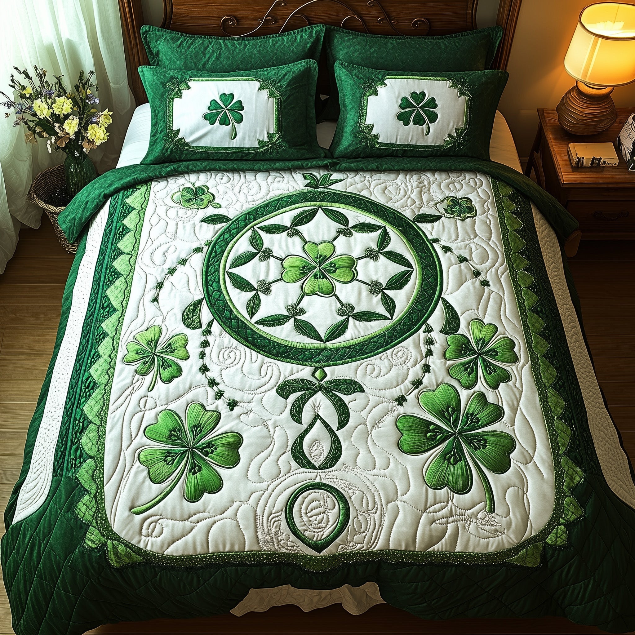 Irish Dreamcatcher Quilted Bedding Set Linen Blend