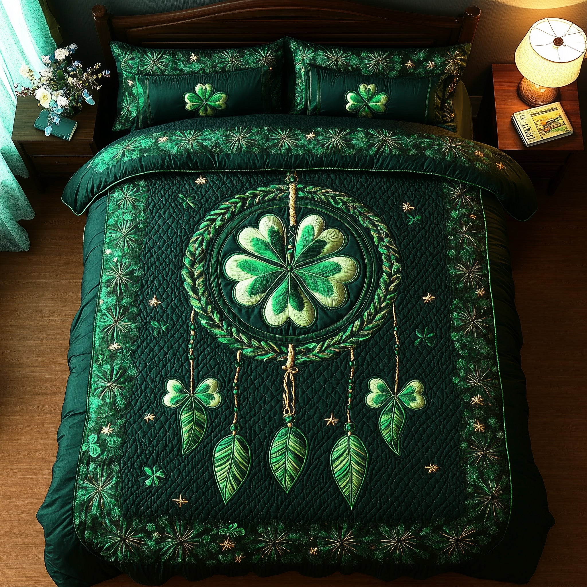 Irish Dreamcatcher Quilted Bedding Set Machine Washable