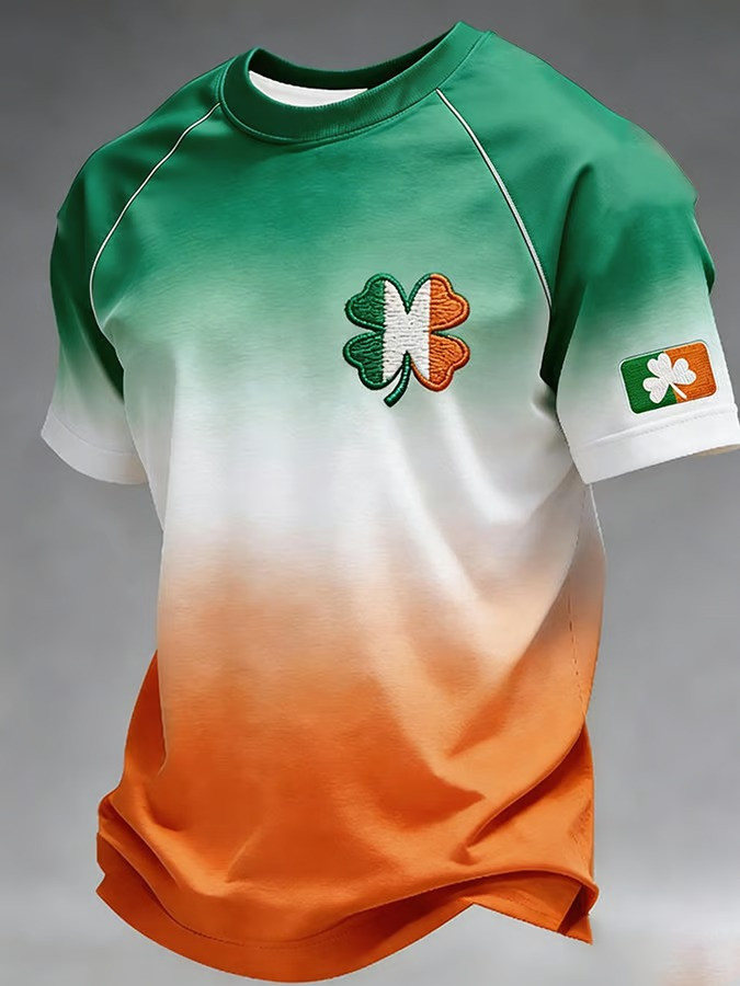 Irish Flag Gradient Shamrock T-Shirt St Patricks Day Ireland Pride Celtic Heritage Tee Best Gift Ideas