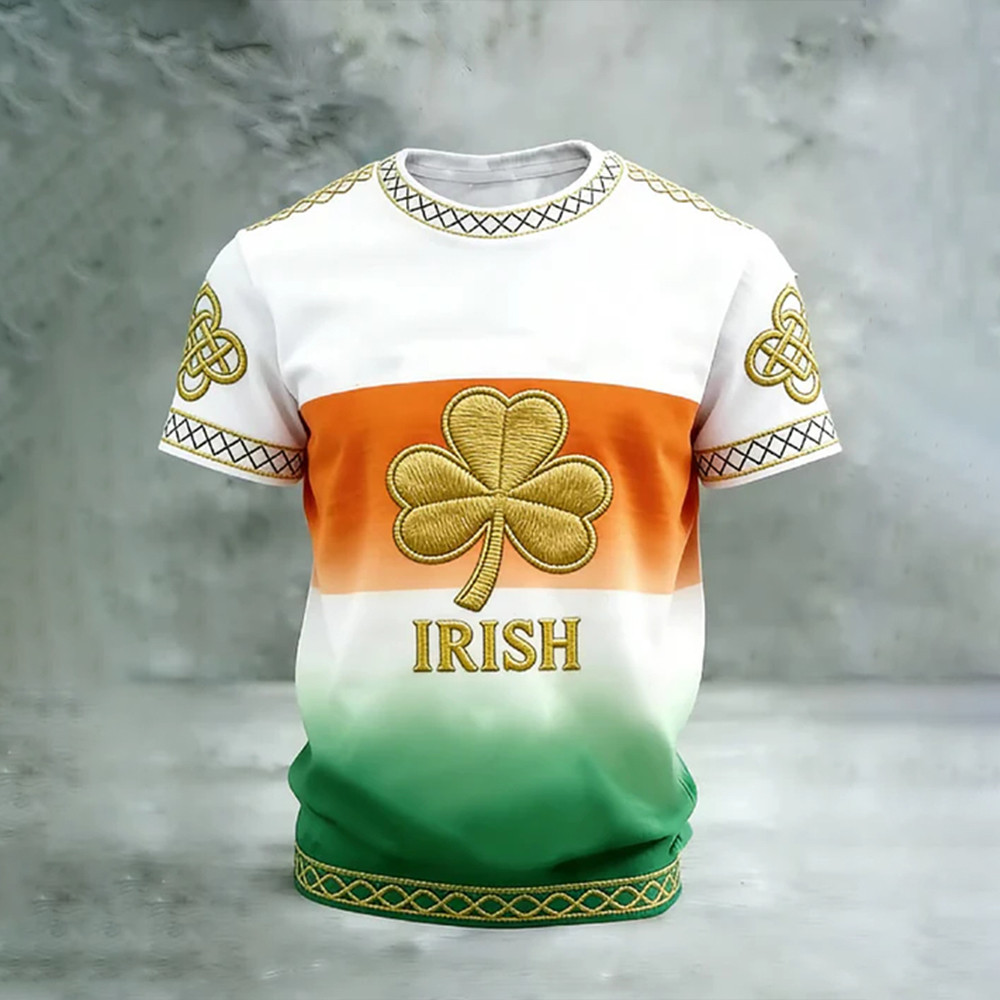 Irish Golden Shamrock Graphic T-Shirt St Patrick Of Ireland Shirt Present For Brothers
