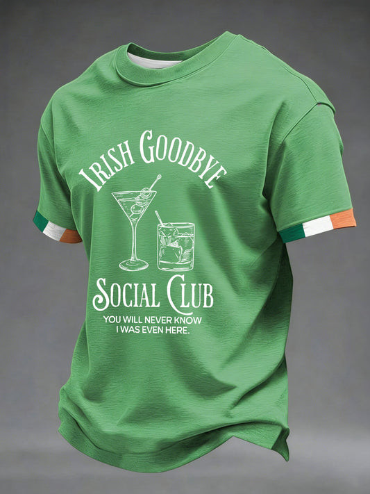 Irish Goodbye Social Club Graphic T-Shirt St Patrick's Day Funny Irish Green Party Outfit