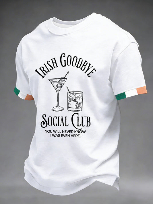 Irish Goodbye Social Club Graphic T-Shirt St Patrick's Day Funny Irish Humor Party Outfit