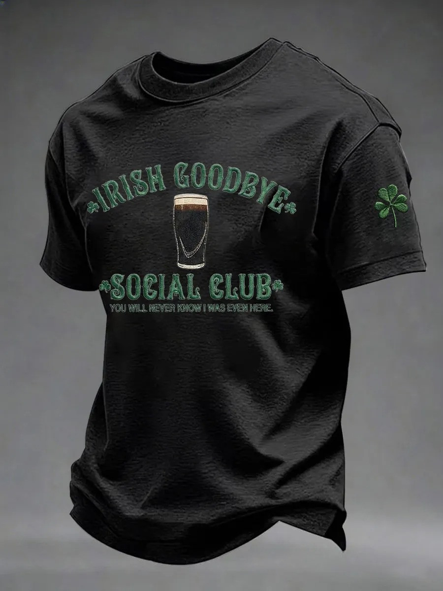Irish Goodbye Social Club T-Shirt St Patricks Day Shamrock Tee Irish Pride Shirt Gift For Party Lovers