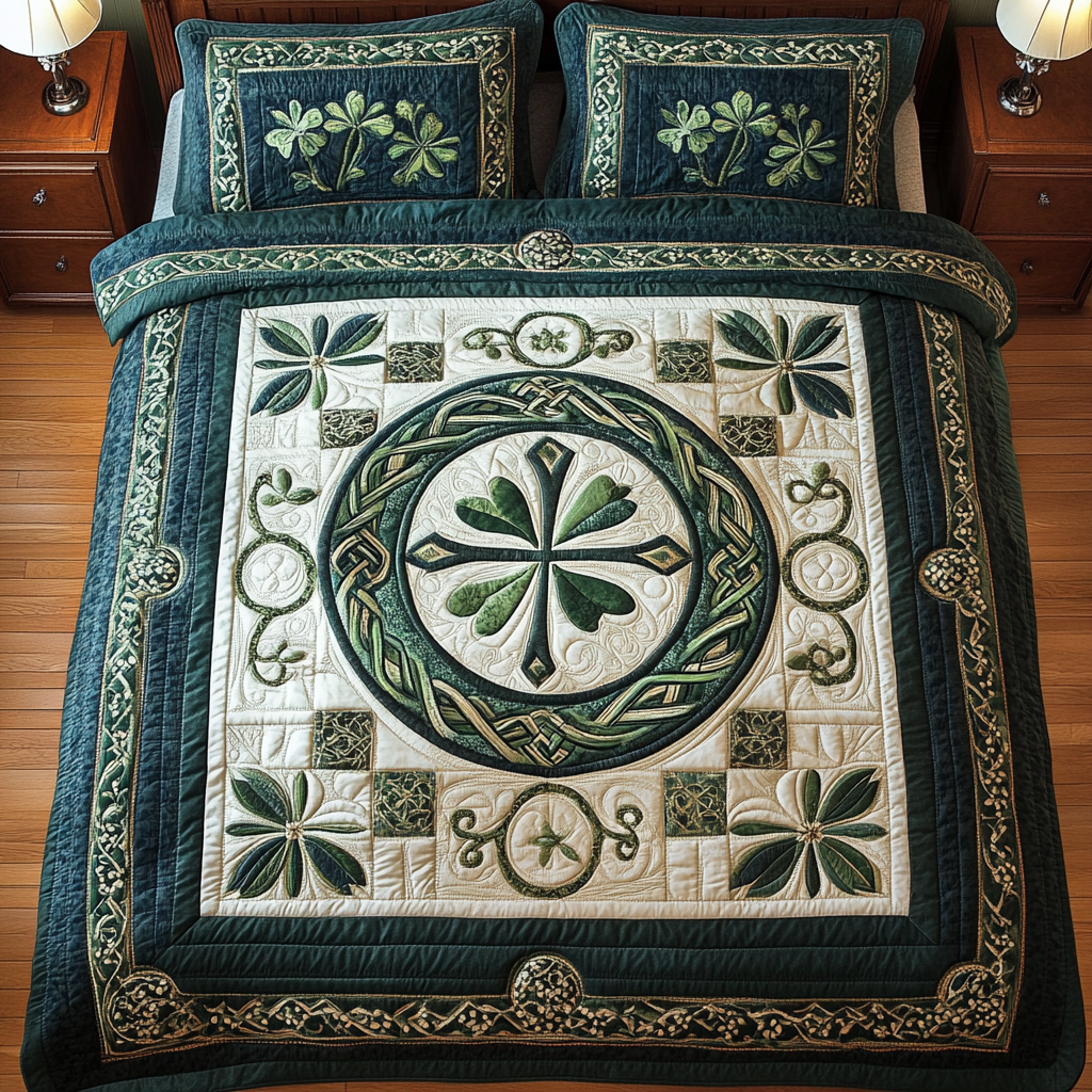 Irish Heritage Quilted Bedding Set King Size Comforter Useful Gift for Dad