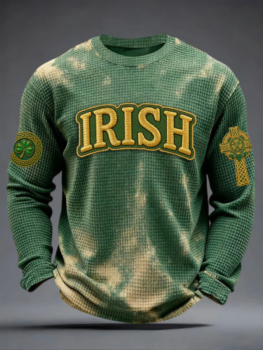 Irish Holiday Funny Shamrock Print Crew Neck T Shirt Long Sleeve Happy St Patrick'S Day Gifts