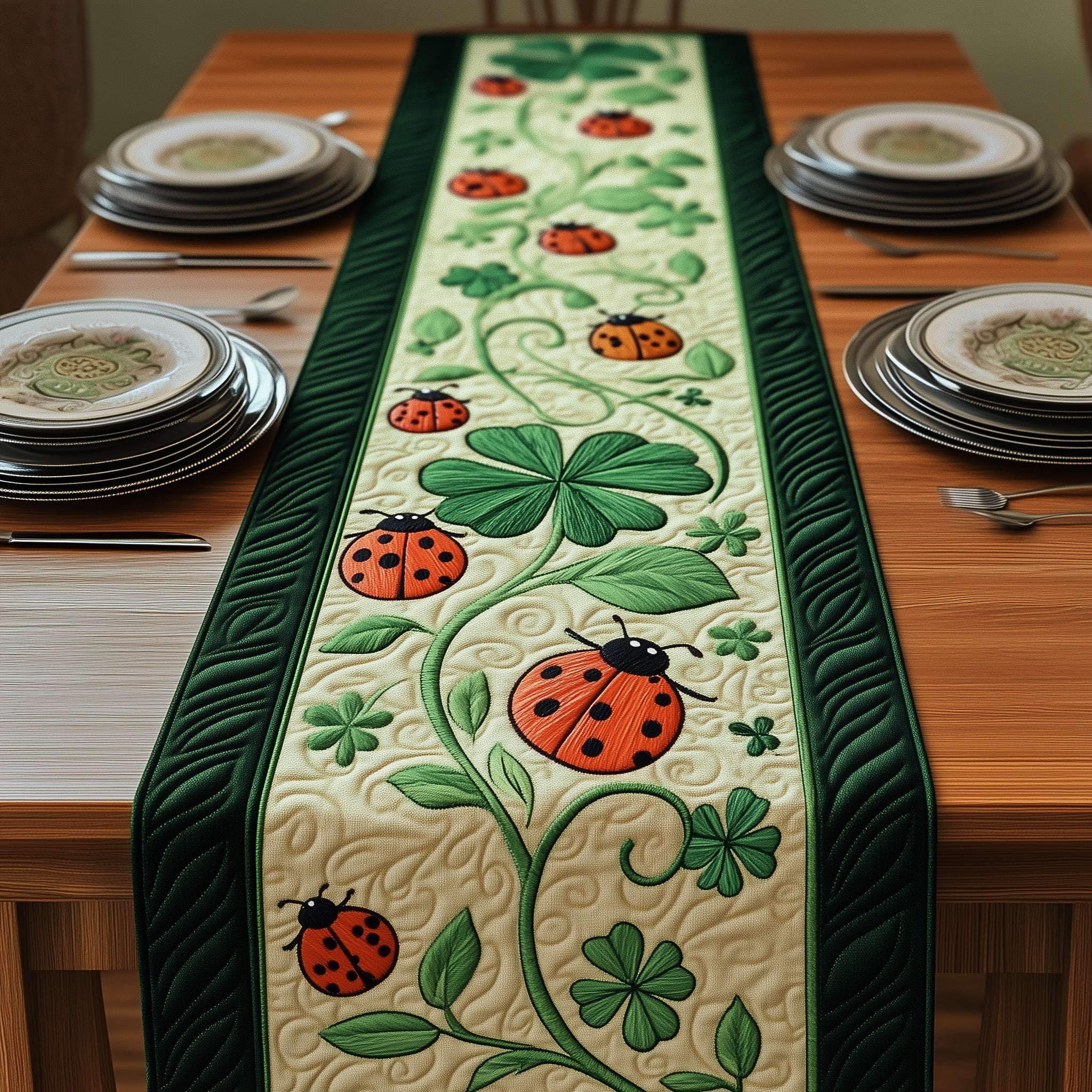 Irish Quilted Table Runner Cozy Winter Table Runner for Home