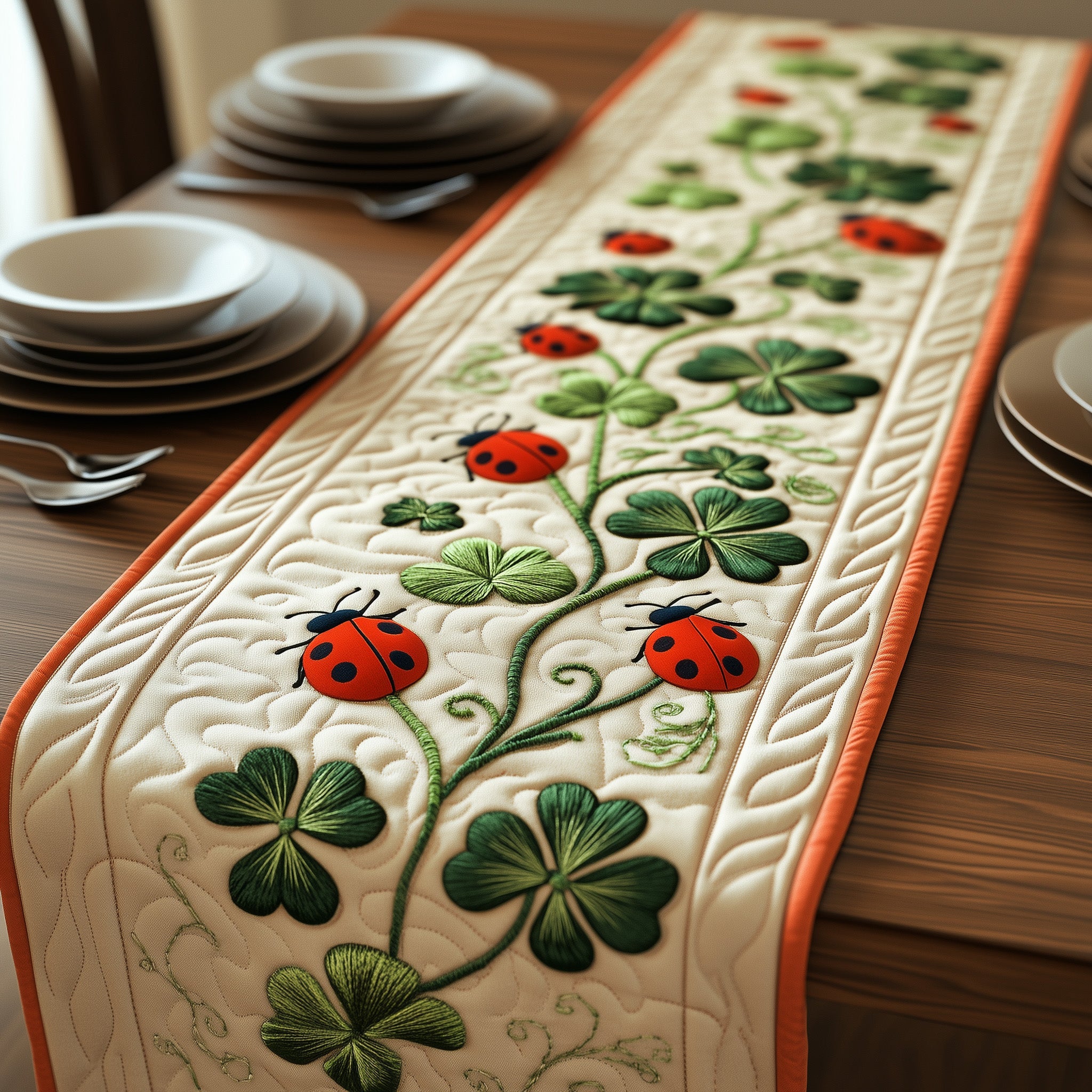 Irish Quilted Table Runner Elegant Christmas Table Runner