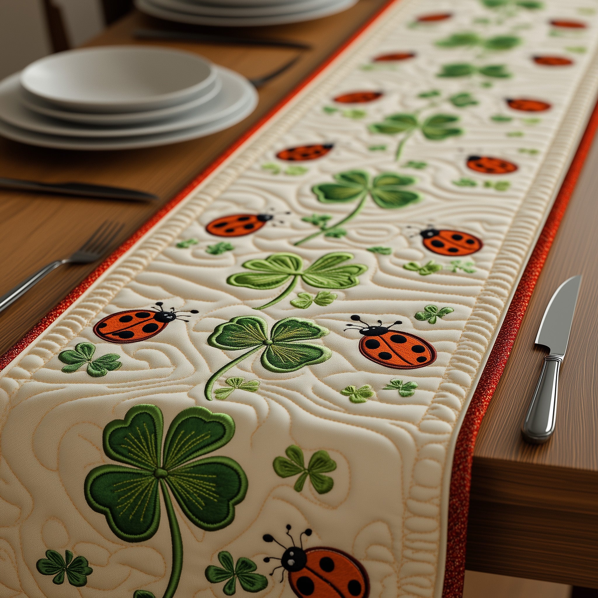 Irish Quilted Table Runner Festive Holiday Table Runner Decor