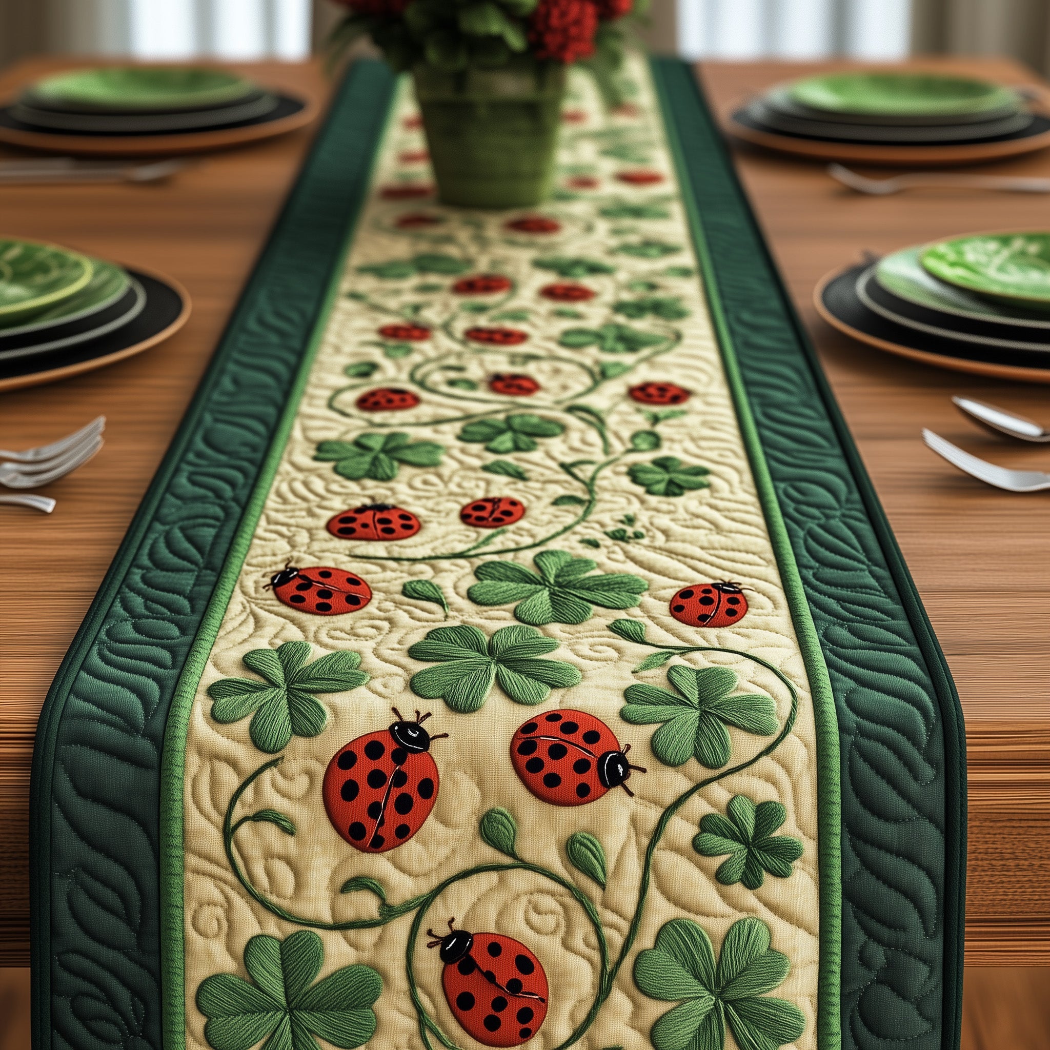 Irish Quilted Table Runner Festive Table Runner for Dining Table
