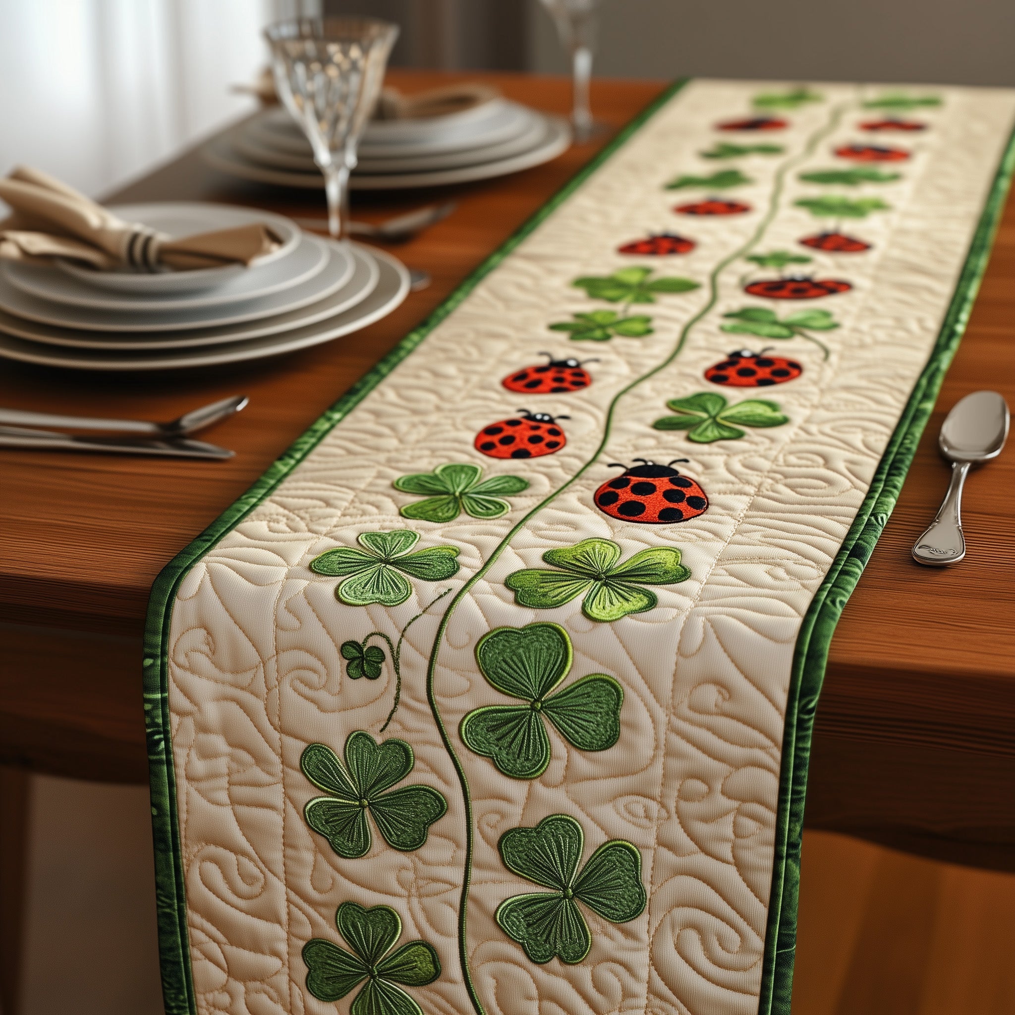 Irish Quilted Table Runner Holiday Season Table Runner