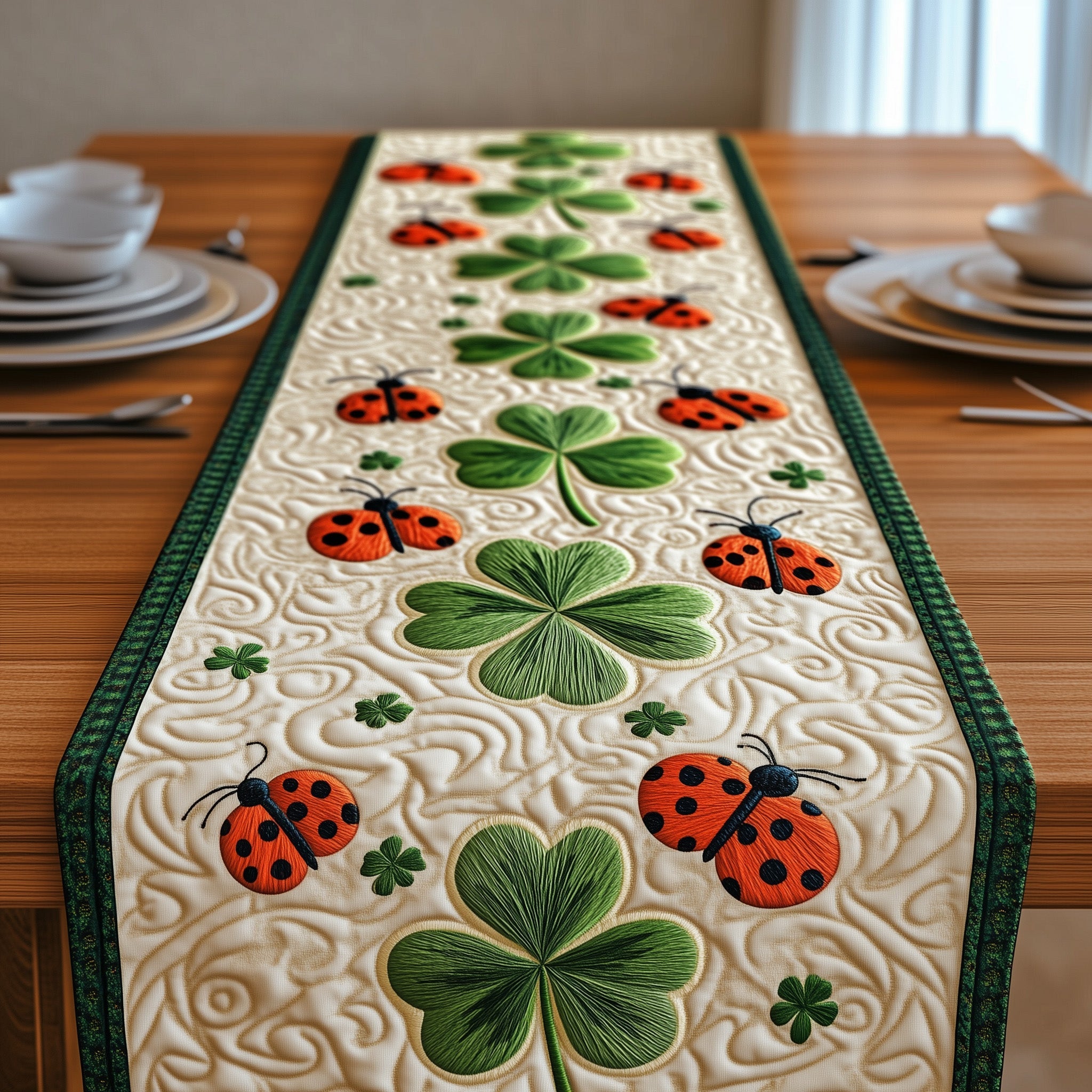 Irish Quilted Table Runner Xmas Table Runner for Family Gatherings