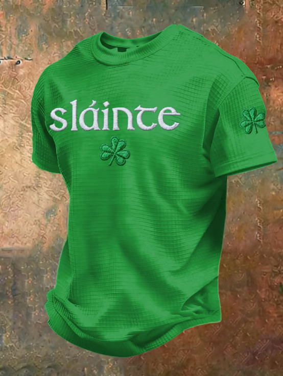 Irish Saint Patrick's Day Shamrock Waffle T-Shirt Mens St Patricks Shirt Gifts For Son