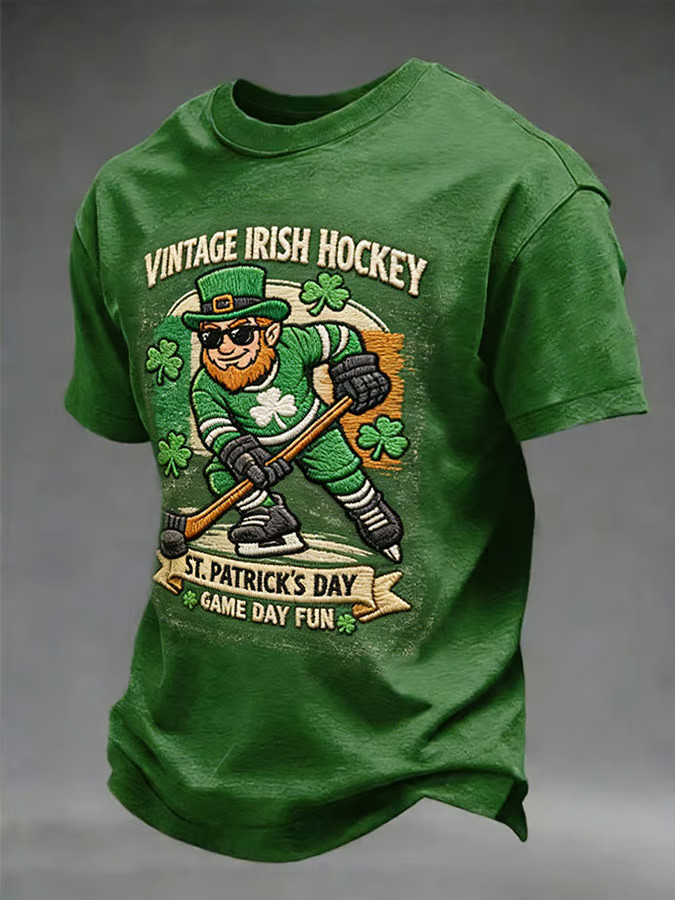 Irish Saint Patrick's Day Vintage Irish Hockey T Shirt Funny Irish Sports Gift Tee