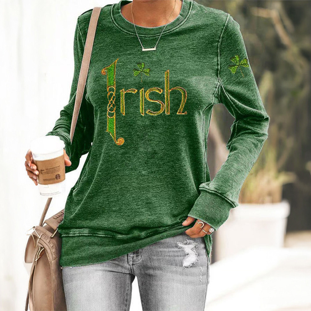Irish Saint Patricks Day Vintage Sweatshirt Shamrock Day Clothing Line Gift For Mom