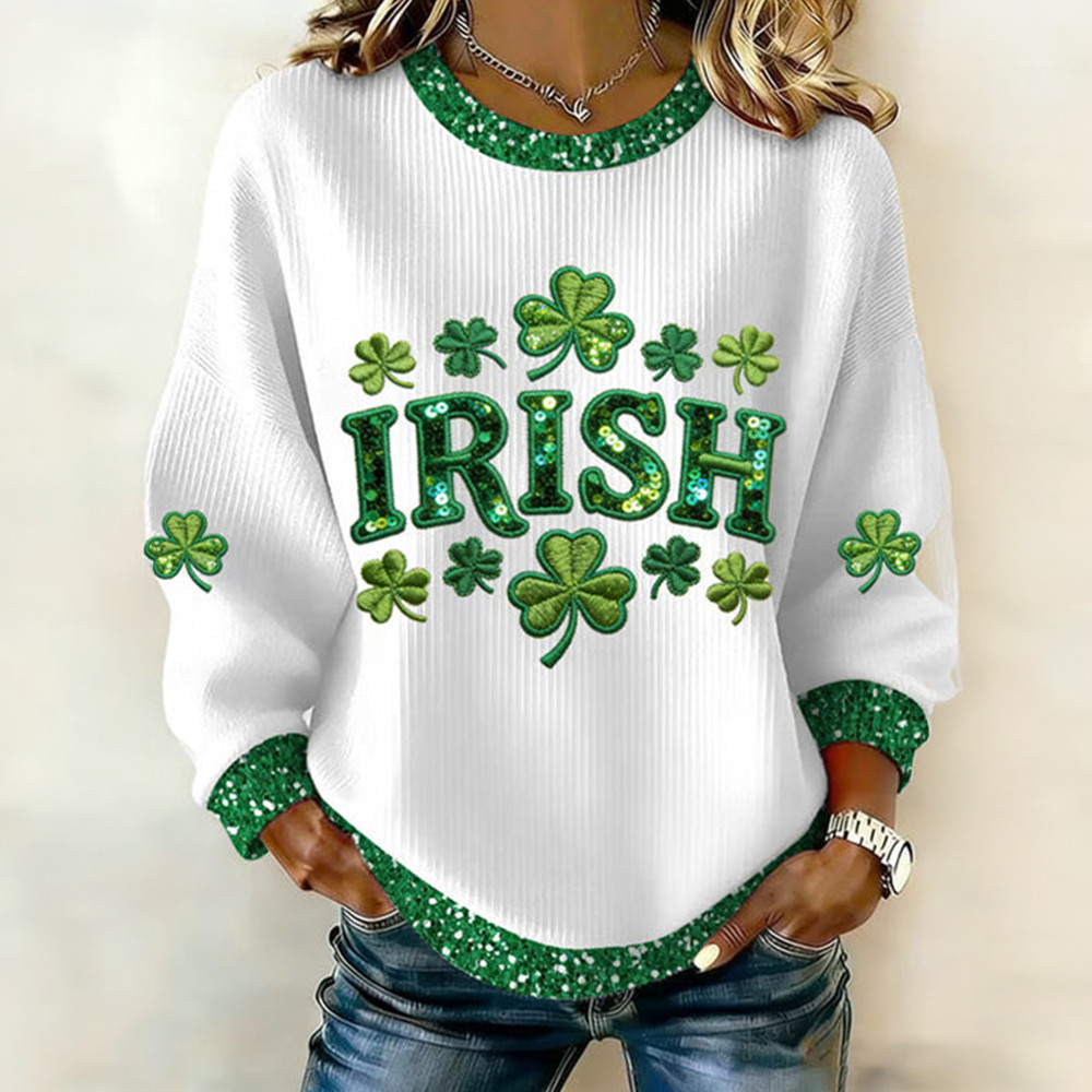 Irish Shamrock Art Sweatshirt Saint Patricks Day Apparel Shamrock Day Gift