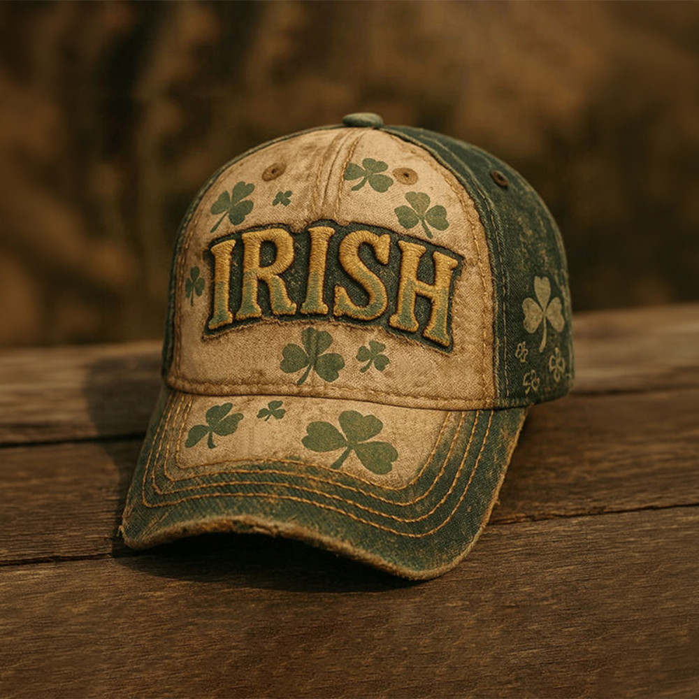 Irish Shamrock Art Vintage Hat St Patrick's Day 2026 Merch Holiday Gift Idea