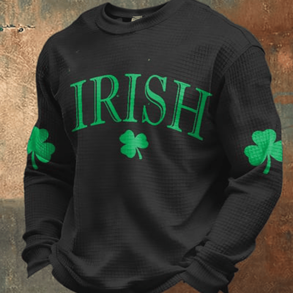 Irish Shamrock Design Long Sleeve Shirt Saint Patrick's Day Outfits Gift For Husband
