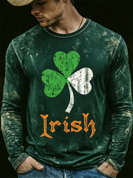 Irish Shamrock Graphic Long Sleeve Shirt St Patricks Day Outfit Best Gift For Irish Fan