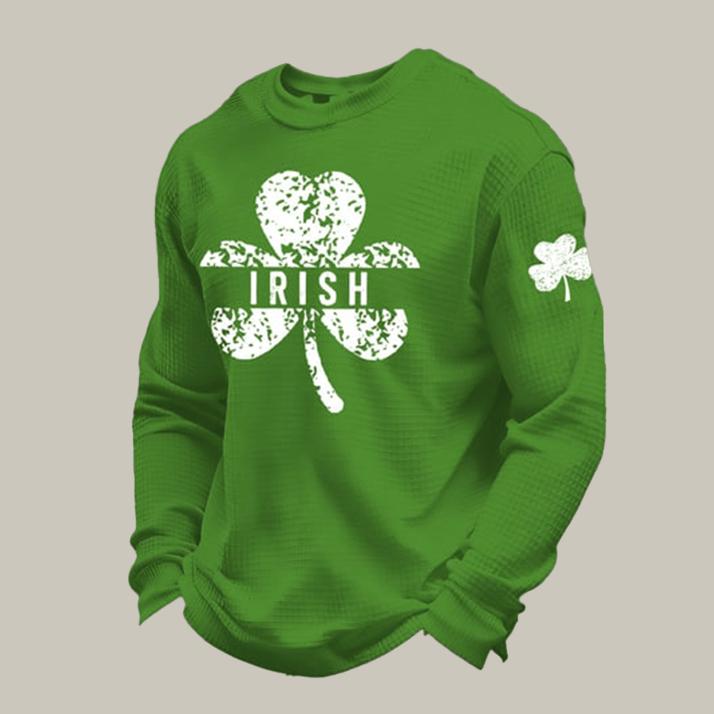 Irish Shamrock Pattern Long Sleeve Shirt St Patrick's Day Apparel Good Gift For Boyfriend