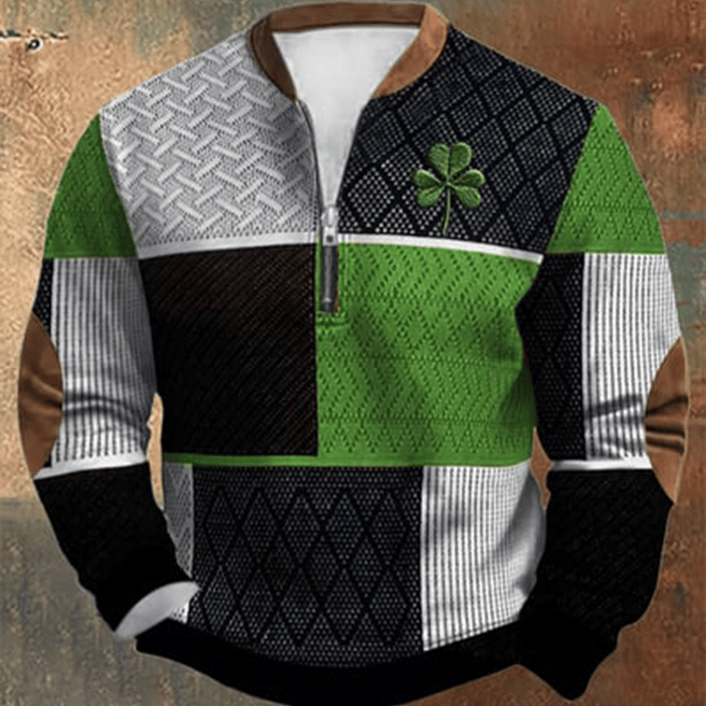 Irish Shamrock Quarter Zip Sweatshirt St Patrick's Day 2026 Apparel St Paddy's Day Gift Ideas