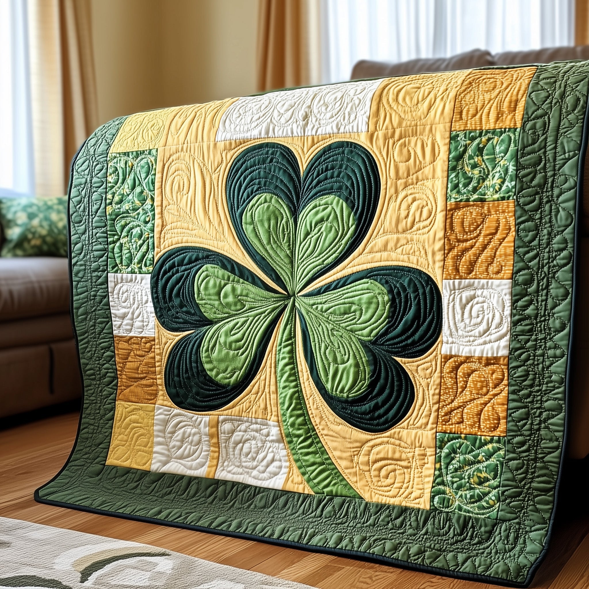 Irish Shamrock Quilted Blanket Cute Soft BlanketIrish Gifts For Her St Patrick's Day