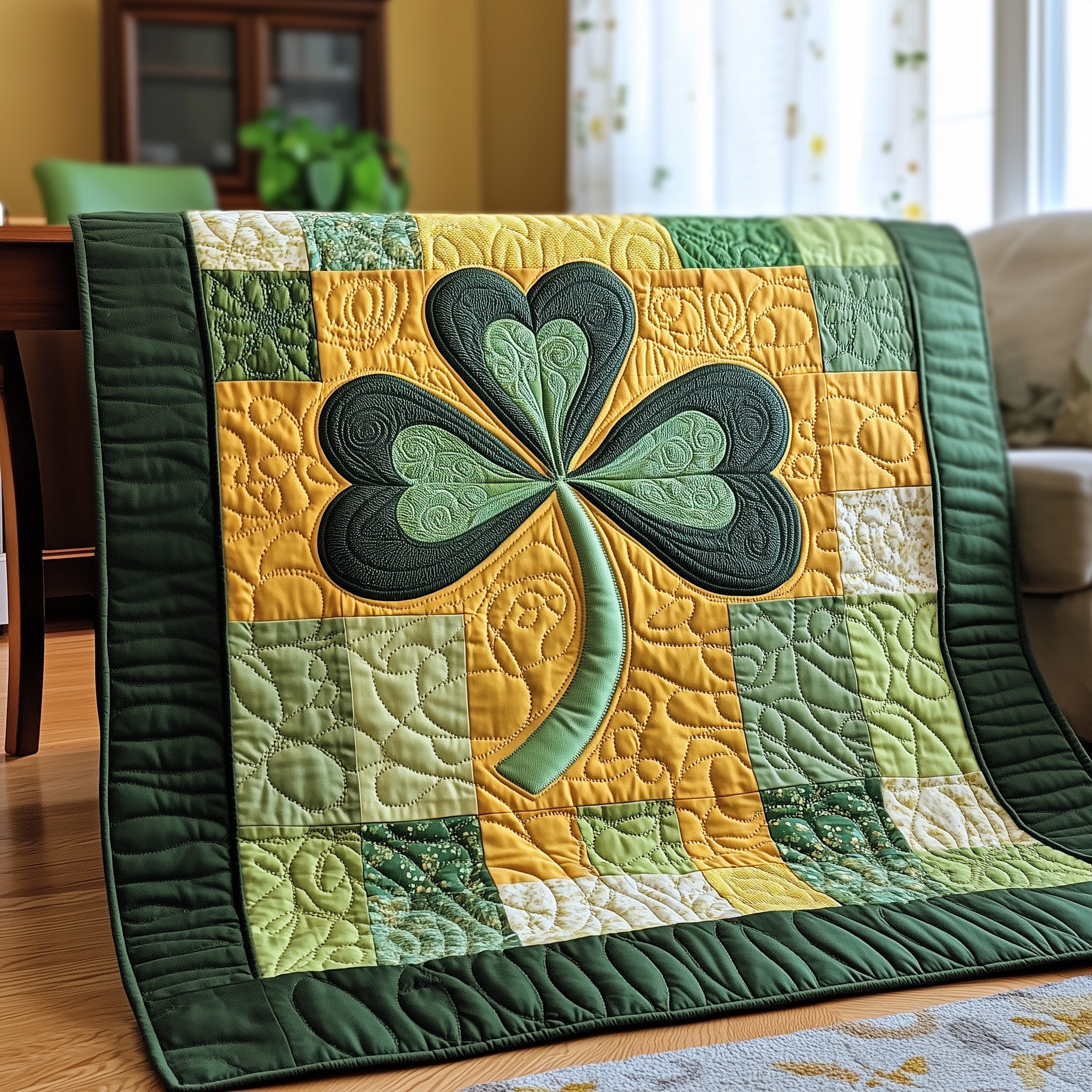 Irish Shamrock Quilted Blanket Cute Soft BlanketIrish Gifts For Him St Patrick's Day