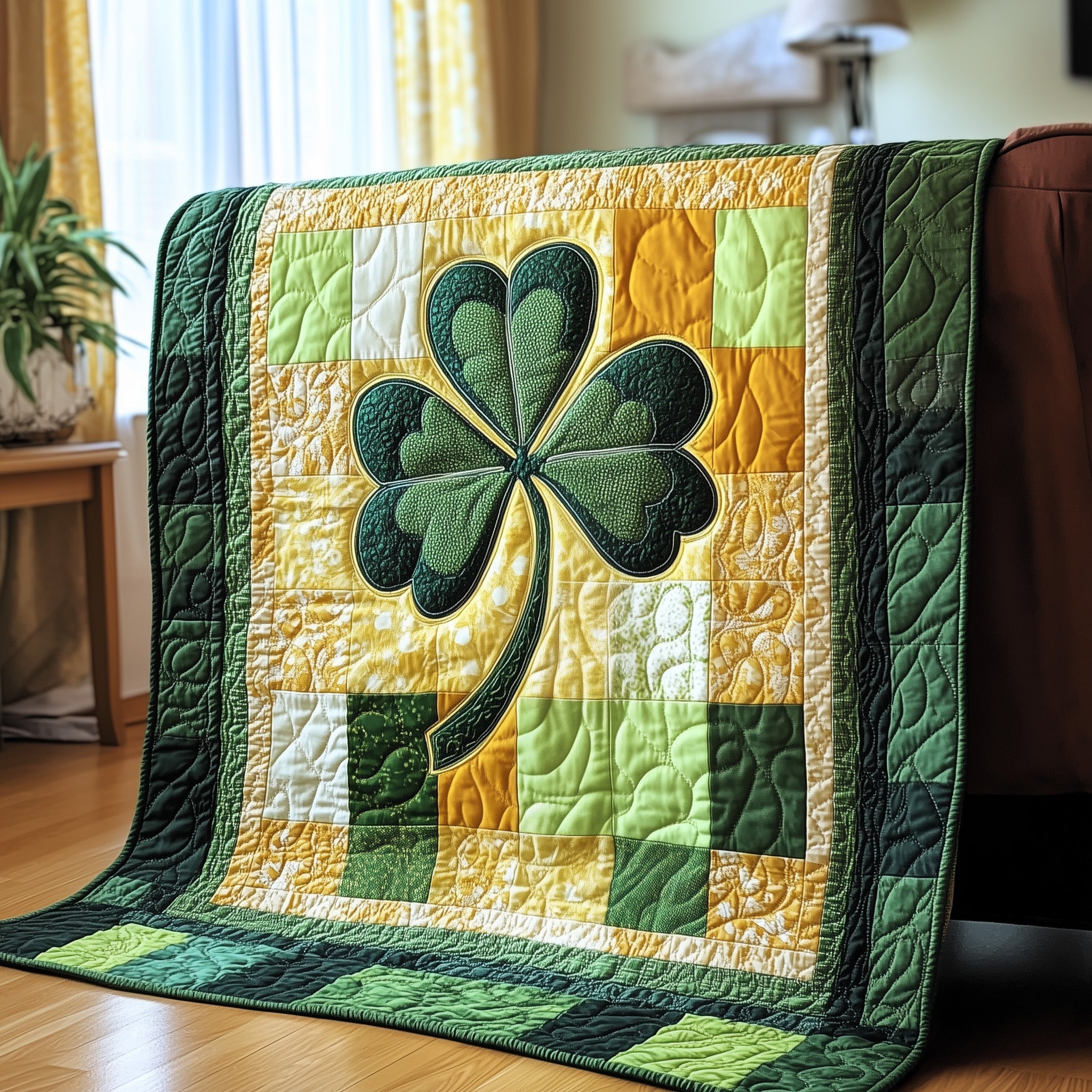 Irish Shamrock Quilted Blanket Cute Soft BlanketIrish Presents St Patrick's Day