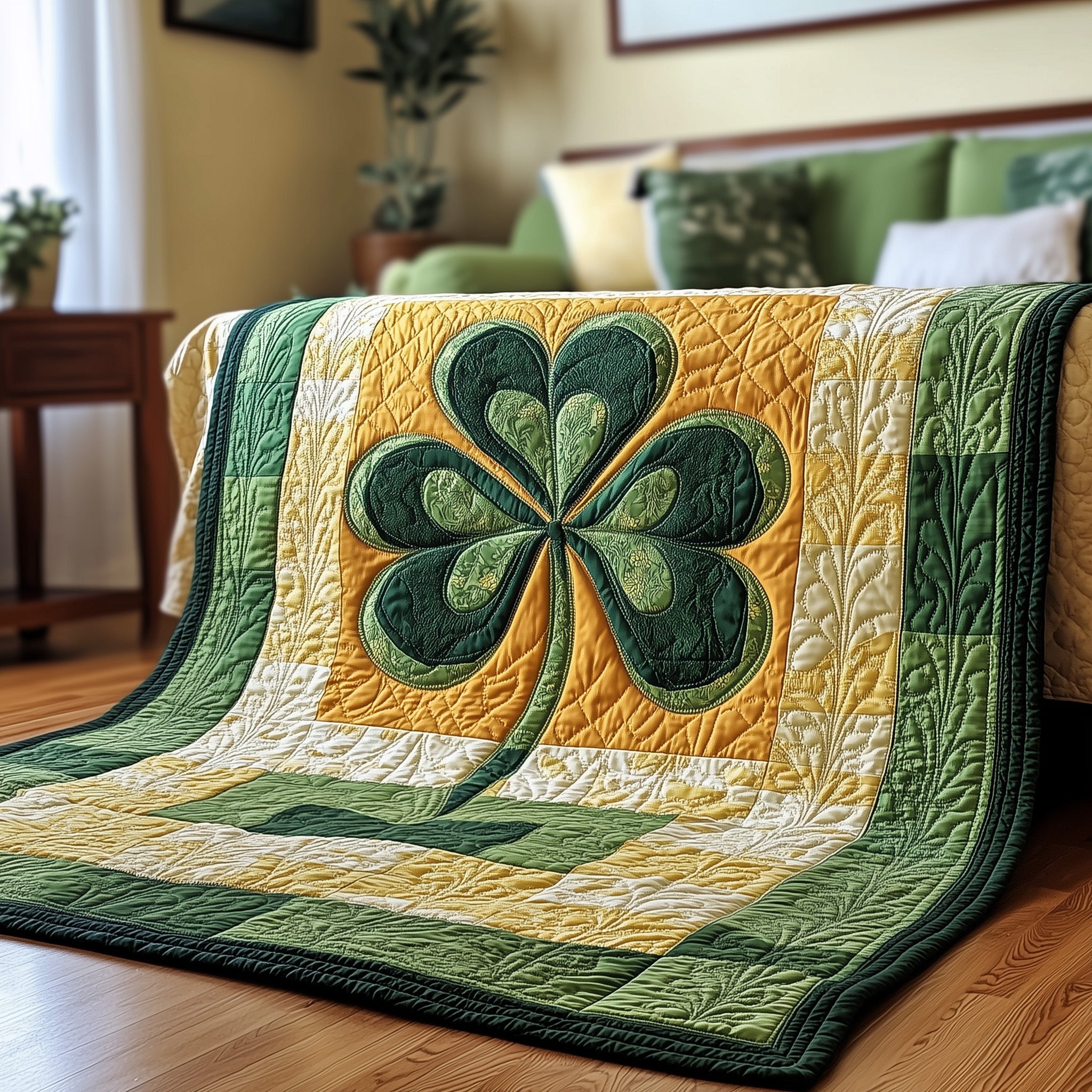 Irish Shamrock Quilted Blanket Cute Soft BlanketMeaningful Irish Gifts St Patrick's Day