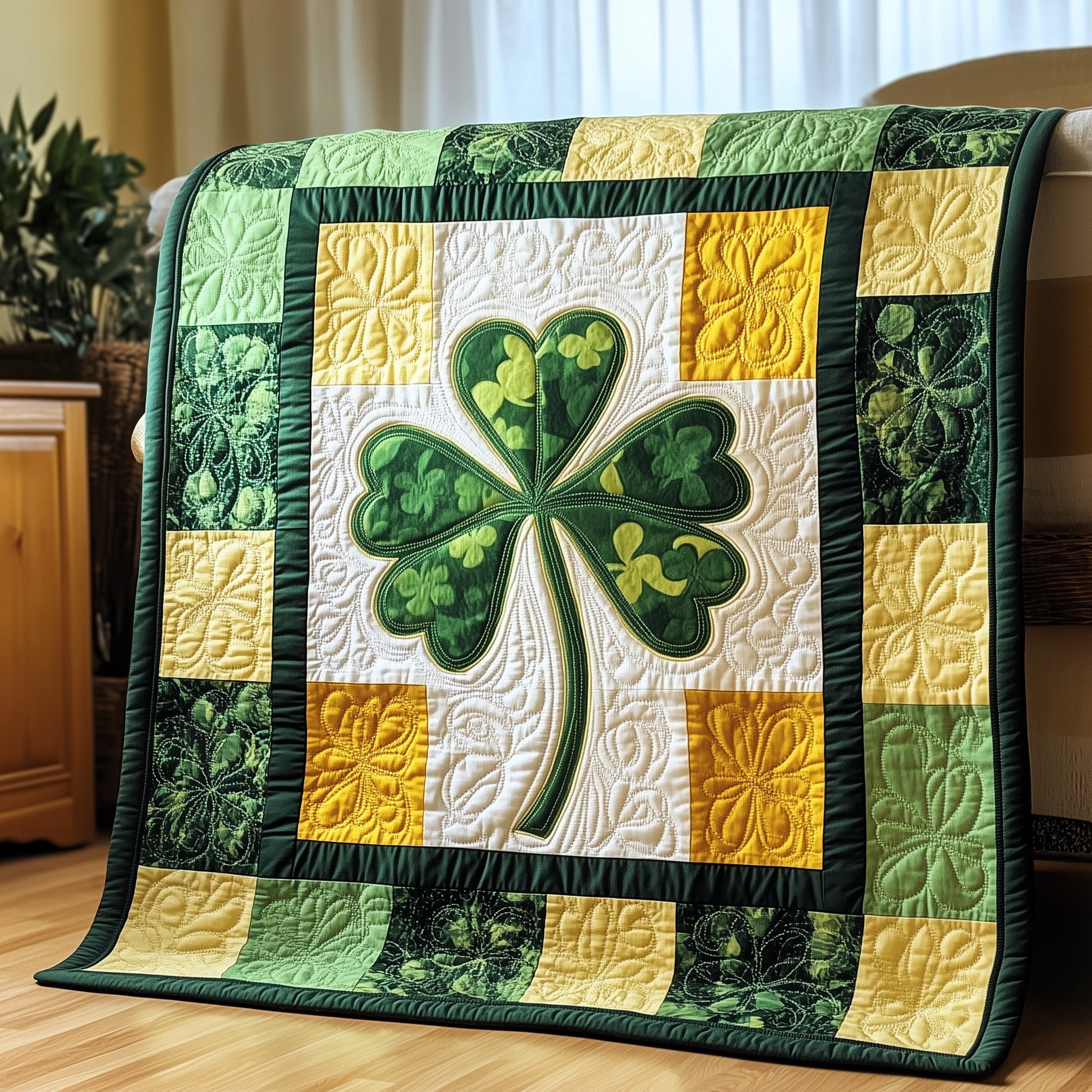 Irish Shamrock Quilted Blanket Cute Soft BlanketUnique Irish Gifts St Patrick's Day