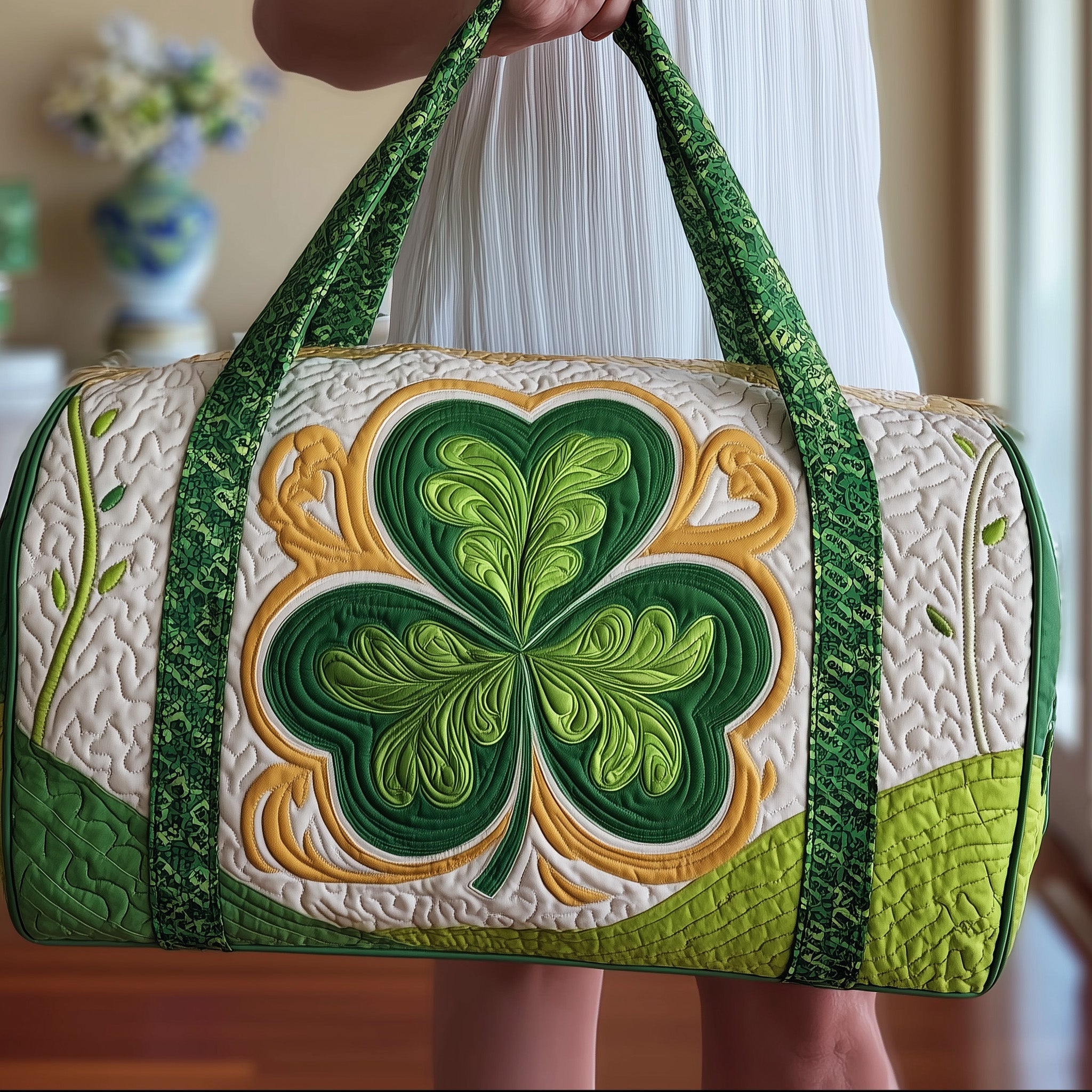 Irish Shamrock Quilted Duffle Bag Father's Day Gift Idea